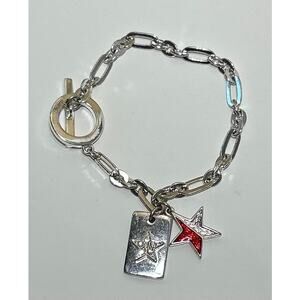 TOMMY HILFIGER Silver Stars Chain Bracelet Womens 7"